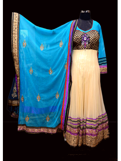 Net and Brocade Anarkali Suit